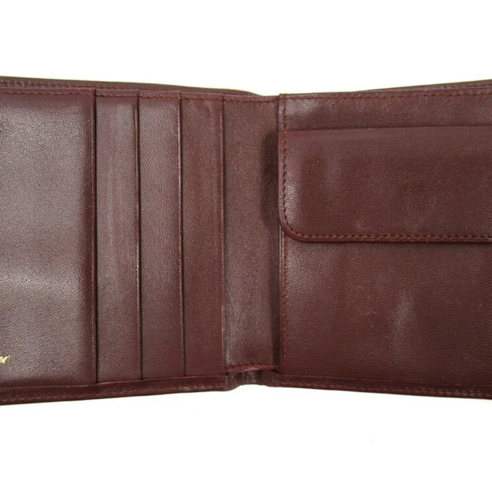 AUTH Cartier wallets mast line Bordeaux leather